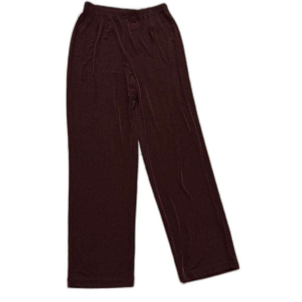 NEW Chico's Traveler's Size Small 1 Black Cherry Stretch Workwear Wide Leg Pants